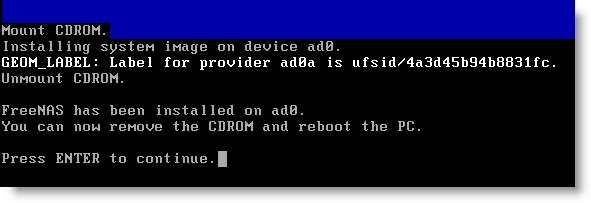 Install FreeNAS